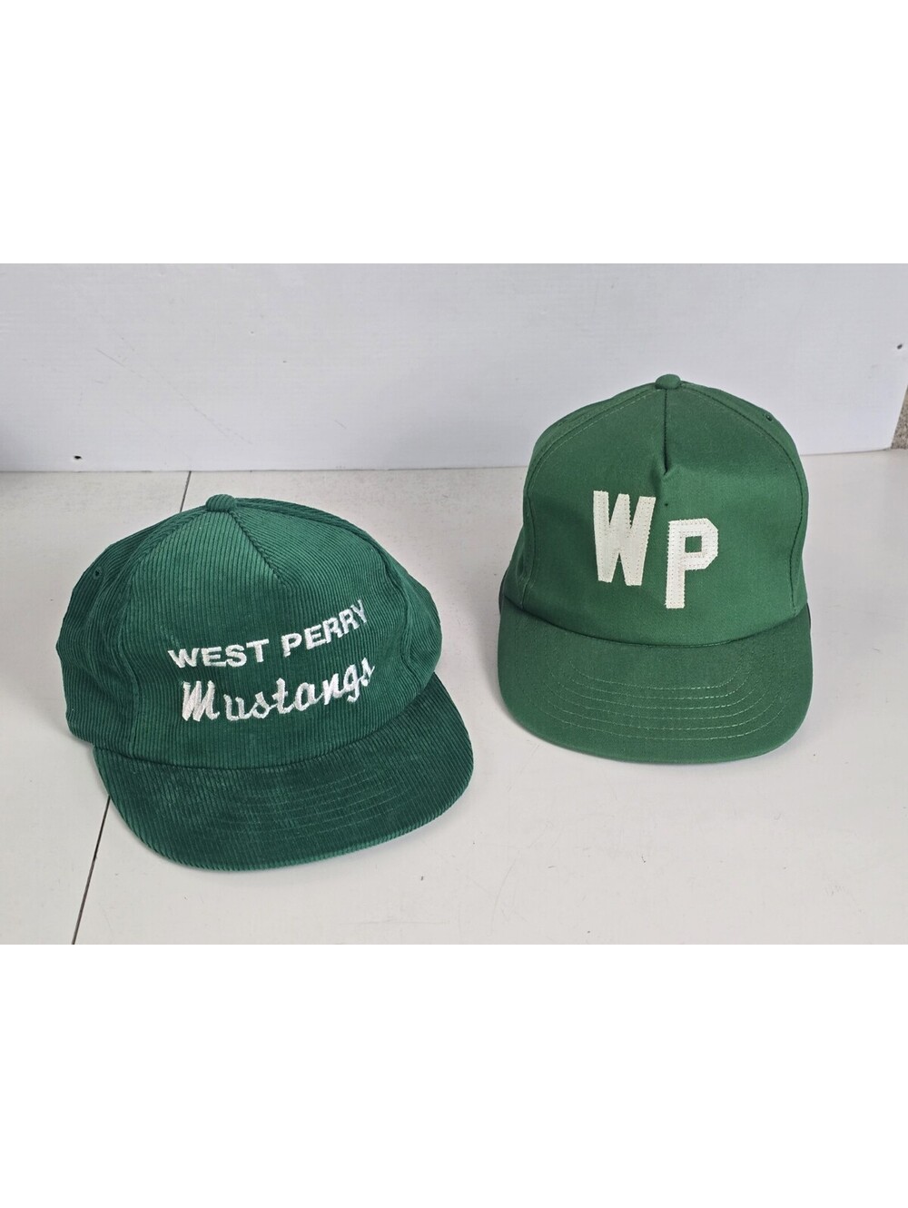 Vintage West Perry Mustangs Hat Lot Cap Made USA Green High school  Pennsylvania